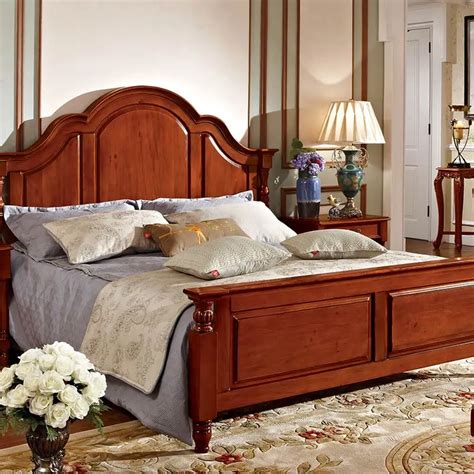 2018 Solid Wood Furniture Antique Wood Bed 1 8 Meters Classical Luxury Royal Bedroom Furniture
