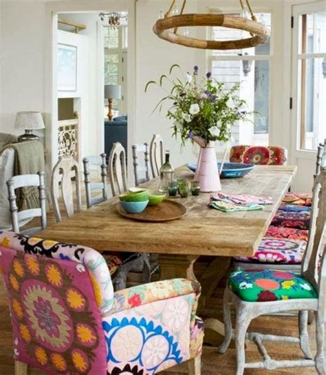 Browse a large selection of contemporary dining room chairs, including metal, wood and upholstered dining chairs in a variety of colors for your kitchen or dining area. Awesome Bohemian Dining Room Decor Ideas | Mismatched ...
