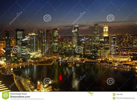 Singapore City Skyline At Dusk Stock Photo Image Of Singapore
