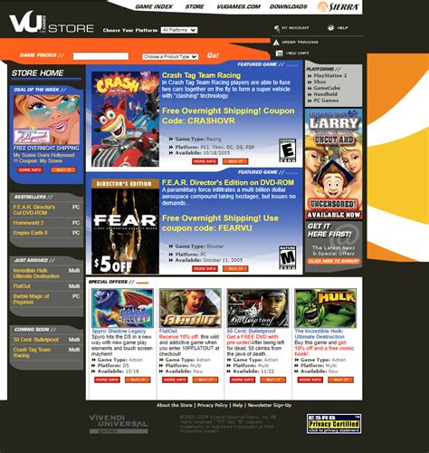 Vivendi Universal Games Store In 2005 Web Design Museum