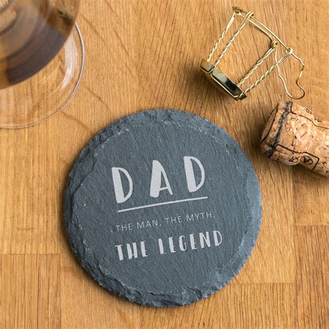 Fathers Day The Legend Natural Slate Coaster By Dust And Things