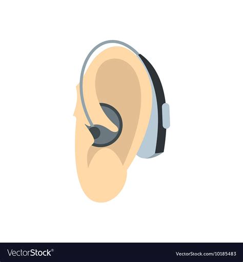 Ear With Hearing Aid Icon Flat Style Royalty Free Vector