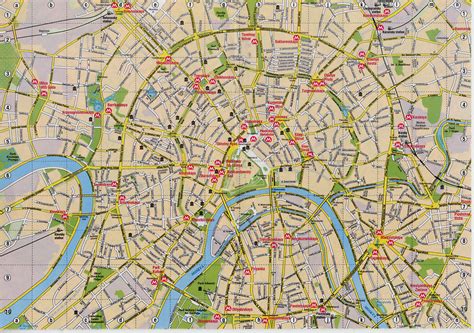 Detailed road map of Moscow city center. Moscow city center detailed
