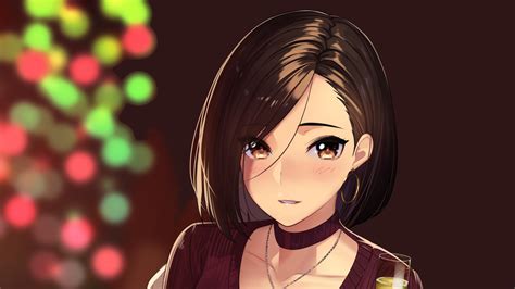 Black Short Hair Anime Girl With Brown Dress Hd Anime Girl Wallpapers Hd Wallpapers Id 92585