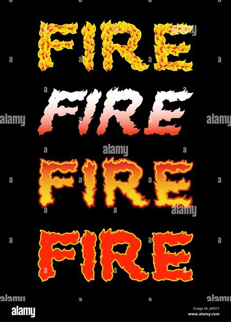 Fire Textflame Typography Burning Letters Fiery Lettering Stock