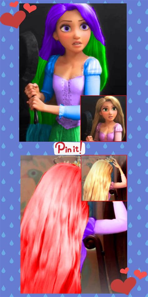 two rapunzel edits i made and in the middle of them i added a little pinterest pin it
