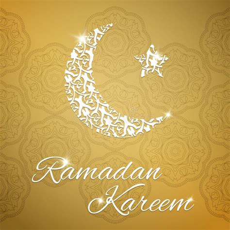 Ramadan Kareem Groetkaart Met Halve Maan En Ster Vector Illustratie