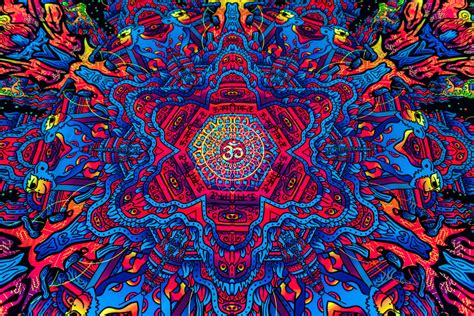 Hanuman Mandala Psychedelic Fluorescent Uv Backdrop Tapestry