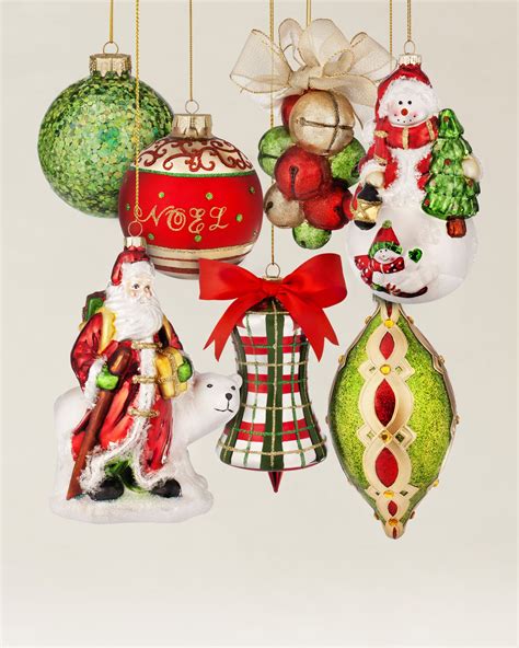 Mistletoe And Holly Glass Christmas Ornament Set Balsam Hill