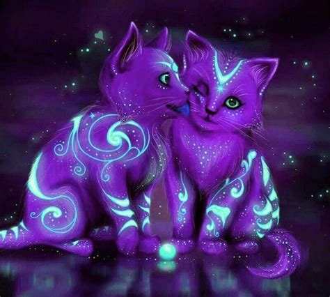 Astral Kitties Purple Cat Cat Art Magical Creatures