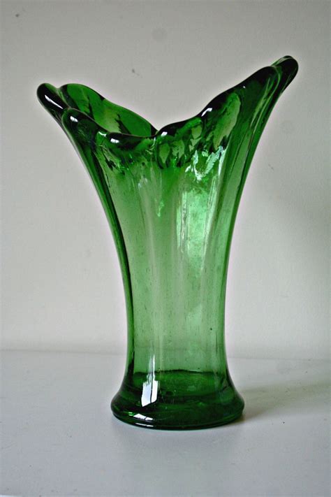 Vintage Green Glass Vase Assymetric Vase Vintage Home Decor Etsy