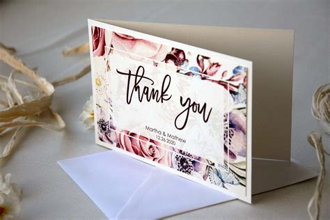 Unique Watercolor Thank You Cards Floral Wedding Thank You Cards