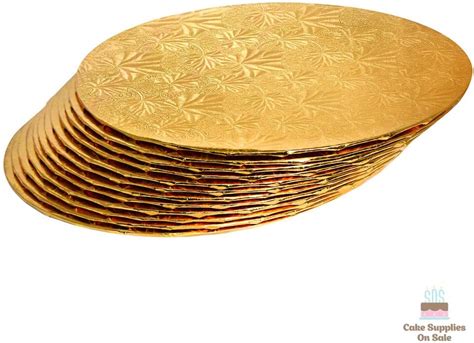 8 Inch Gold Round Thin Sturdy Foil Wrapped Corrugated Cake Board Drums