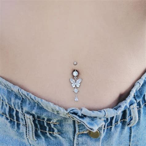 Butterfly Belly Button Rings Belly Piercing Butterfly Navel Rings Ts For Her Dainty Belly
