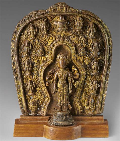 Global Nepali Museum A Gilt Bronze Figure Of Vishnu With Gilt Copper
