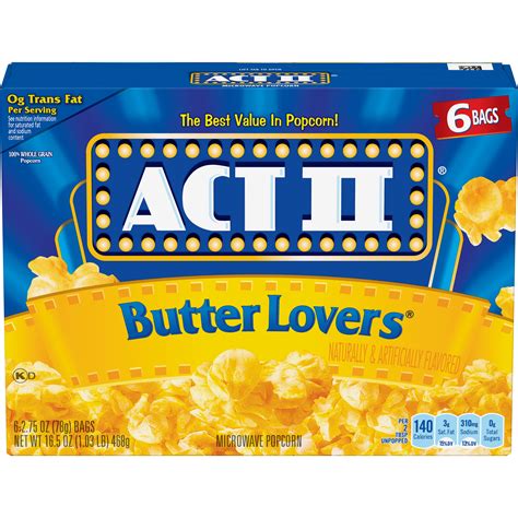 Act Ii Butter Lovers Microwave Popcorn 275 Oz 6 Ct