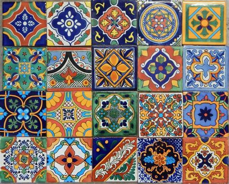 100 Pieces Mexican Talavera Tiles Handmade Mixed Designs Etsy