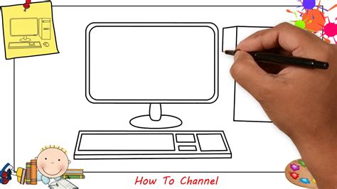 How To Draw A Computer Easy Step By Step For Kids Beginners Children