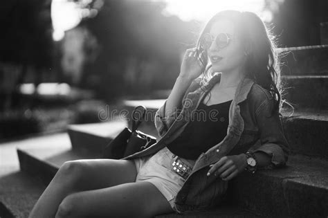 Girl In Sunglasses Stock Image Image Of Gray Attractive 110251669