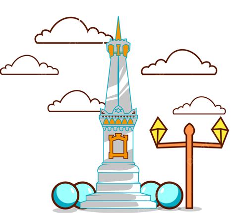Gambar Vektor Premium L Tugu Jogja Yang Dilukis Logo Monumen Kartun