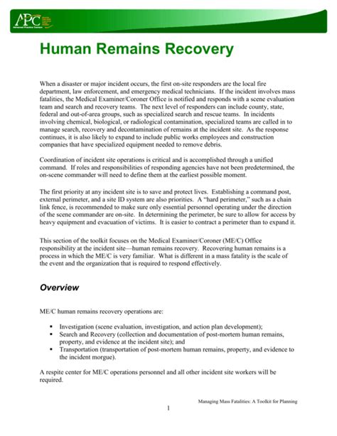 Human Remains Recovery