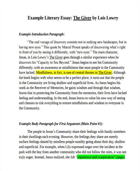 Example Of Literary Critique Essay Literary Analysis Essay Objective Templates At