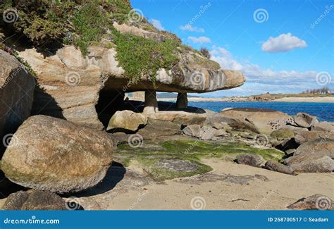 Rock Formation On The Ocean Shore Atlantic Coast Galicia Spain Stock