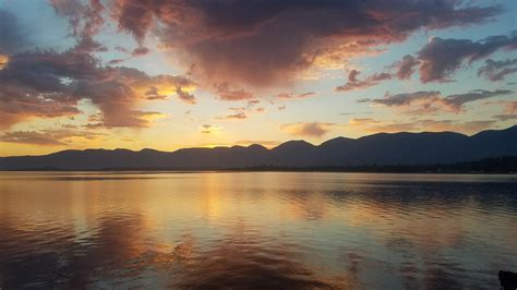 Sunrise Over Flathead Lake Mt Outdoors