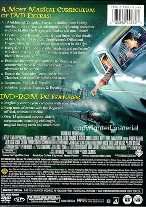 Harry Potter And The Chamber Of Secrets Fullscreen Dvd 2002 Dvd