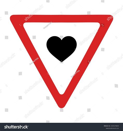 Give Way To Heart Traffic Sign Creative Love Royalty Free Stock