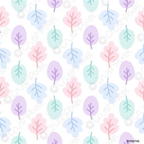 Cute Pastel Leaf Seamless Pattern Background Stock Vector Crushpixel