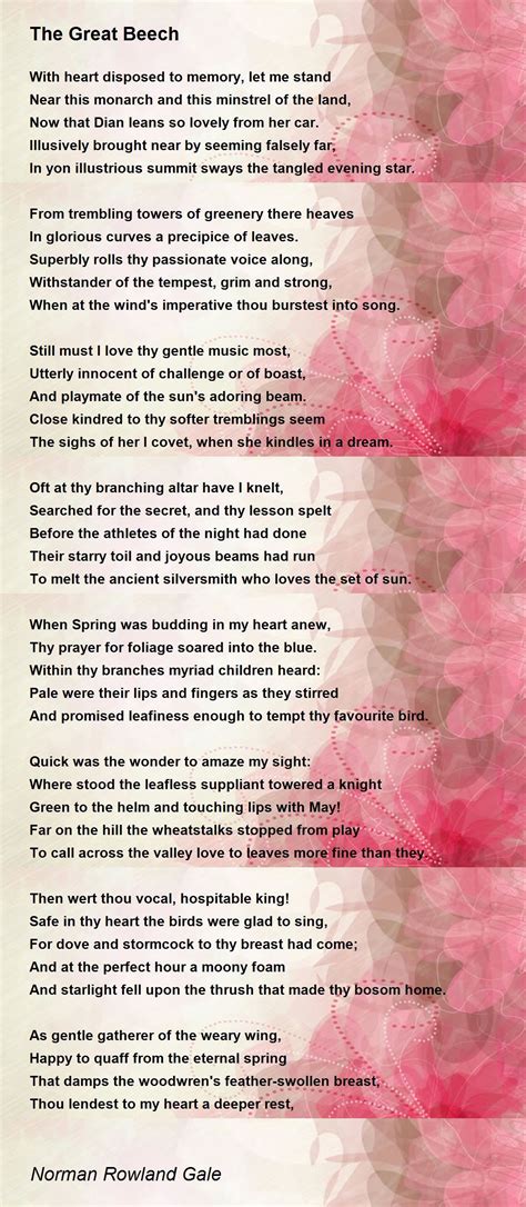 The Great Beech The Great Beech Poem By Norman Rowland Gale