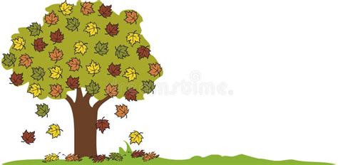 Autumn Tree With Falling Leaves Stock Vector Illustration Of Nature
