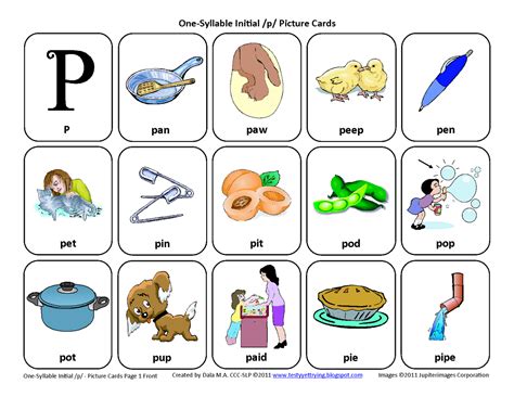 Testy Yet Trying Initial P Free Speech Therapy Articulation Picture Cards