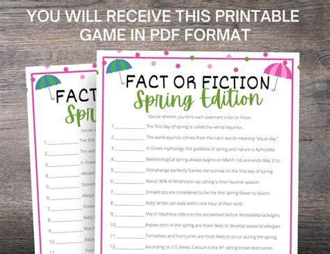 Spring Fact Or Fiction Trivia Game Fun Spring Quiz For Etsy