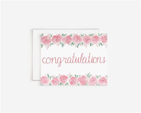 Pink Floral Congratulations Card White Clover Paper Co