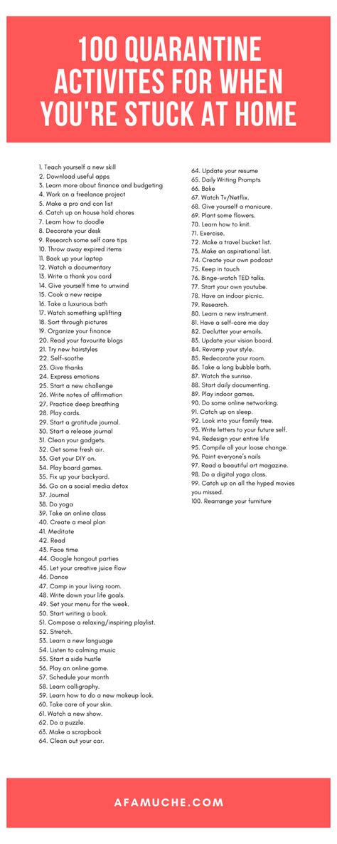 100 Things To Do When Youre Stuck At Home Cool Things To Do When