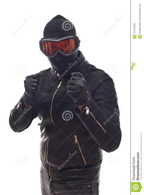 Dangerous Burglar In Black Stock Image Image Of Burglar 101313033