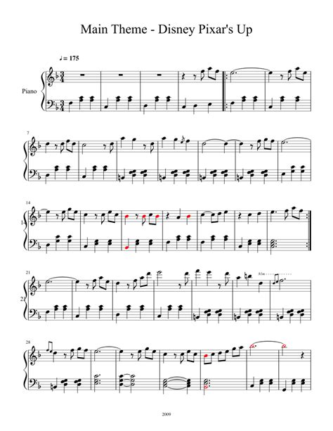 Up Theme Song Piano Sheet Music Easy Bobbieelbert