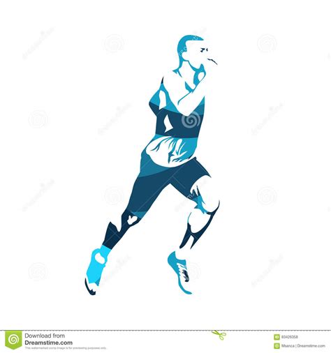 Running Man Abstract Blue Vector Silhouette Stock Vector