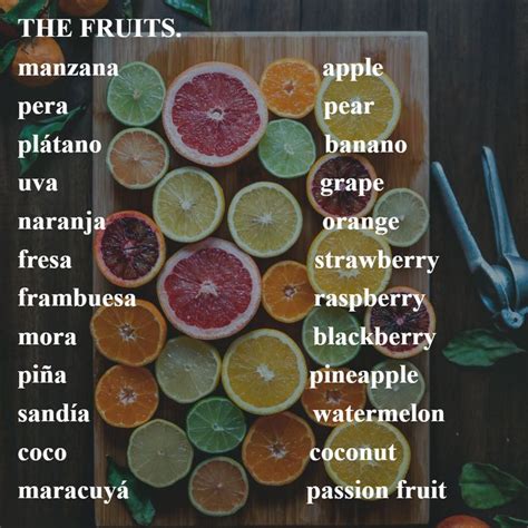 Aca Encontramos Los Nombres En Ingles De Las Frutas Mas Mencionadas Por