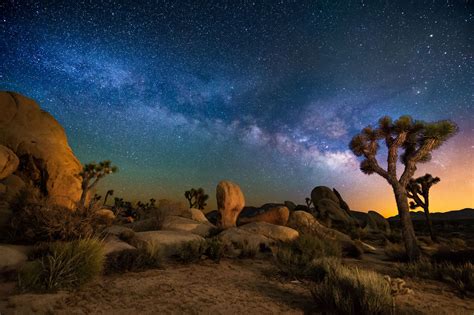 Joshua Tree National Park At Night With The Milky Way Above Canon 1dx