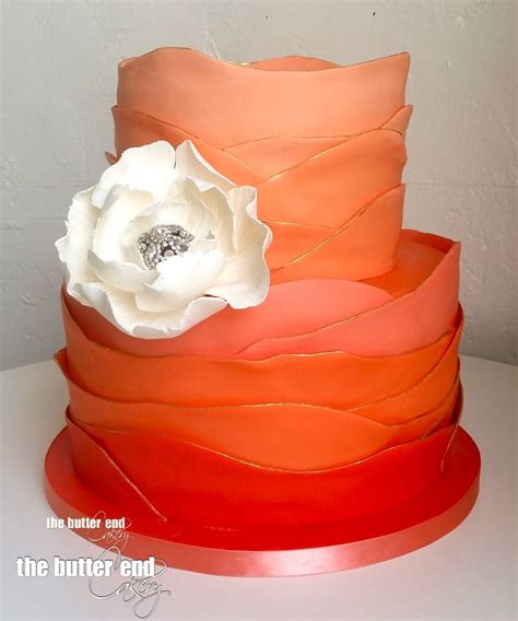 Pink Ruffle Ombre Cake By The Butter End Cakery Orange Color Cake