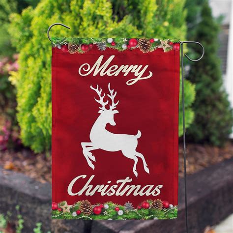 America Forever Merry Christmas White Deer Flags Set 2 Pieces Flags
