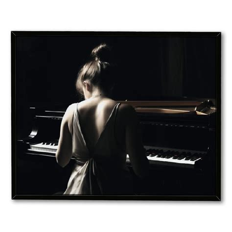 C04 Genys Back Of Girl Playing Piano Black And White Aesthetic Wall Art Music Wall Art Wall Art