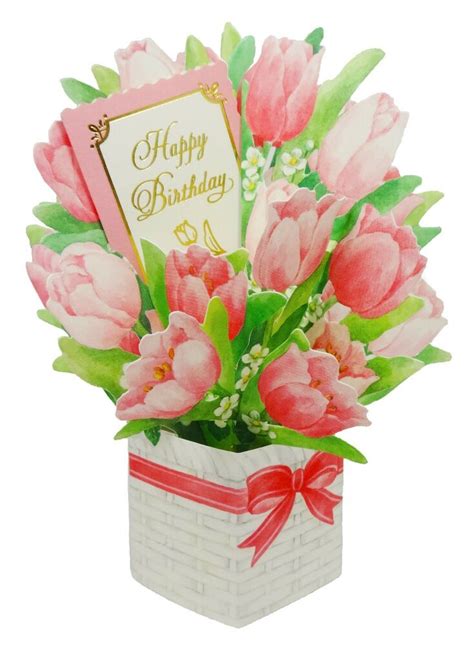 Best wishes flowery greeting card. Happy Birthday Flower Bouquet - Tulip - Pop Up Greeting ...