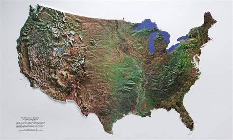 Satellite Image Raised Relief Map Of The United States In 2023 Relief