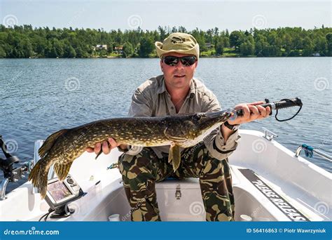 Pike Fishing Photo Collage Of Rod With Lure Silhouette On Soft Focus