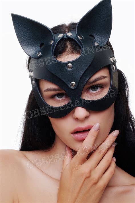 Sexy Cat Mask Leather Cat Mask Pink Catwoman Mask Kitty Etsy