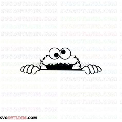 Cookie Monster Peeking Face Sesame Street Outline Svg Dxf Eps Pdf Png